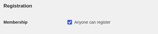 The Membership setting under Registration in the Theme My Login settings